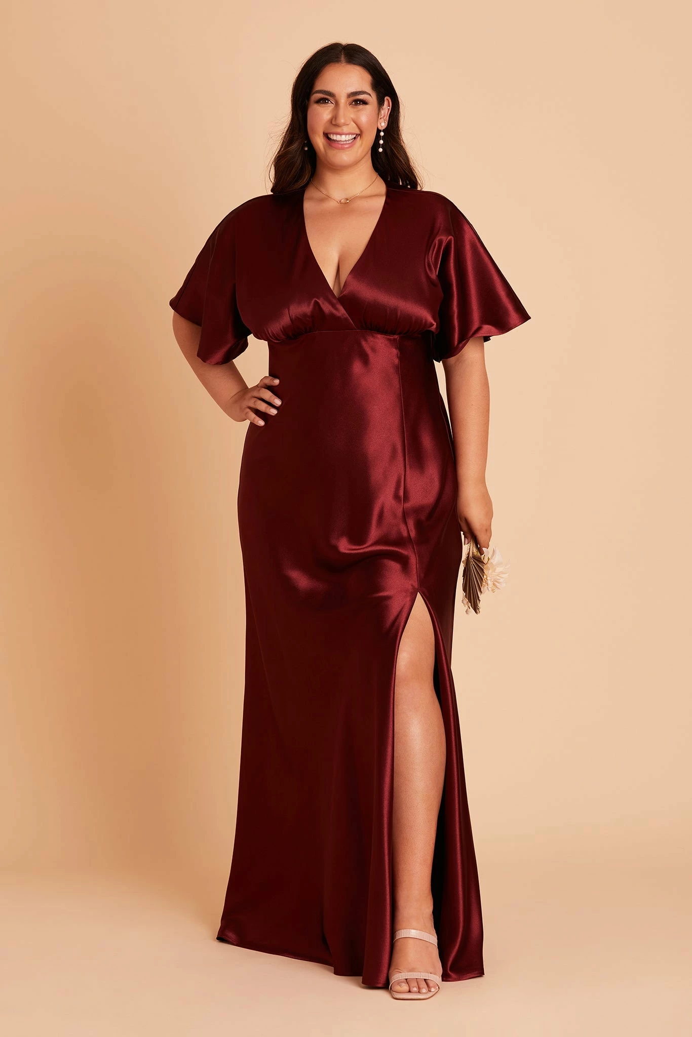 Jesse Shiny Satin Dress - Cabernet - Image 7