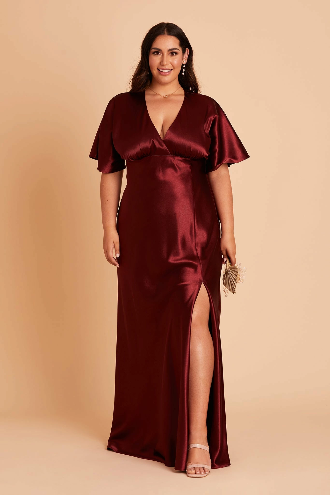 Jesse Shiny Satin Dress - Cabernet - Image 3