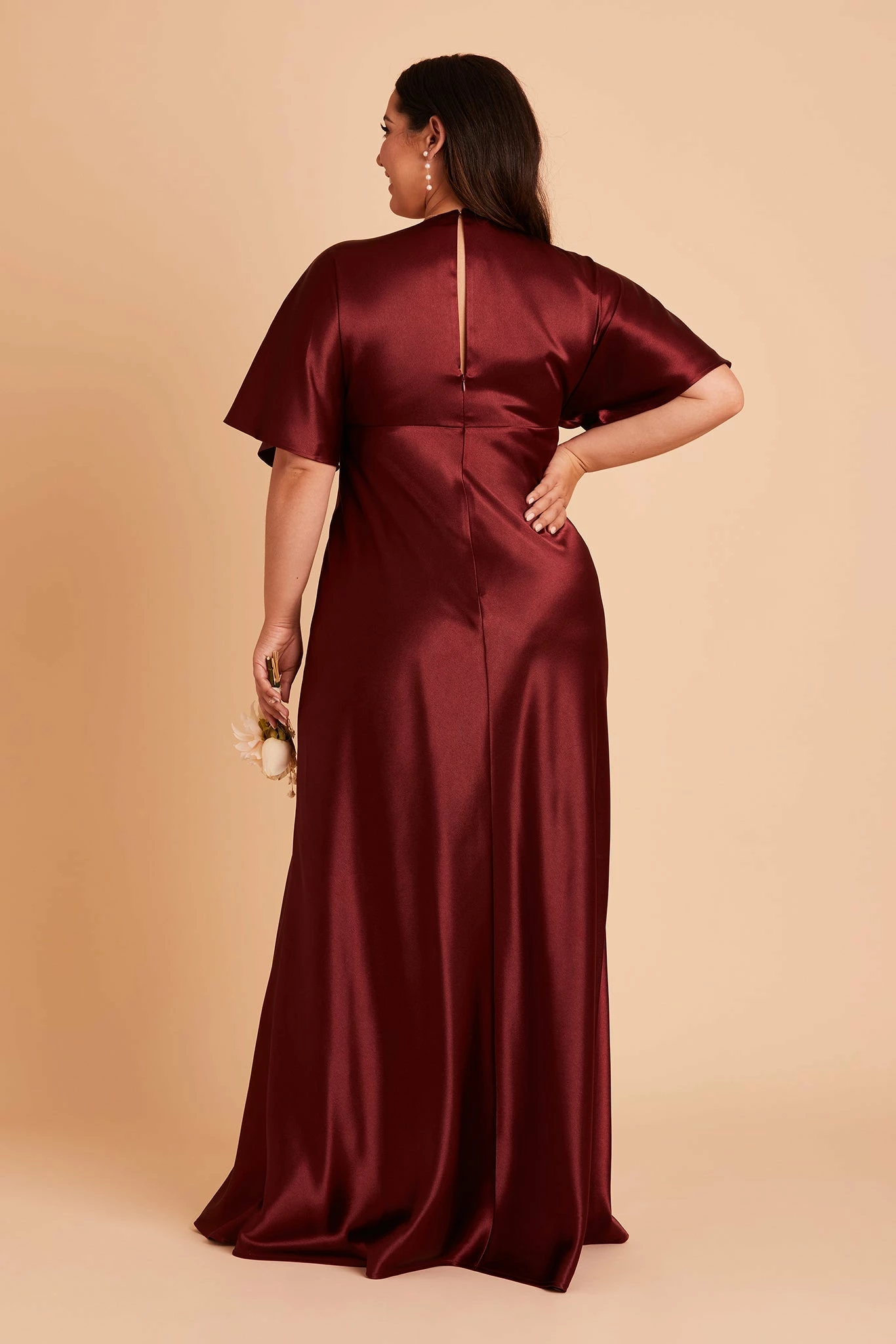 Jesse Shiny Satin Dress - Cabernet - Image 10