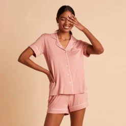 Jonny Pajama Set - Dusty Rose 10 Jonny Pajama Set - Dusty Rose -US Skirt Sales 2024 BIRDY GREY JONNY PIPED PJ SET DUSTY ROSE 01