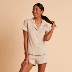 Jonny Pajama Set - Taupe 14 Jonny Pajama Set - Taupe -US Skirt Sales 2024 BIRDY GREY JONNY PIPED PJ SET TAUPE 04