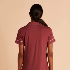 Jonny Pajama Set - Rosewood -US Skirt Sales 2024 BIRDY GREY JONNY PIPED PJ SET TMS LIVE PREVIEW ROSEWOOD 04