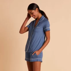 Jonny Pajama Set - Twilight -US Skirt Sales 2024 BIRDY GREY JONNY PIPED PJ SET TWILIGHT 04