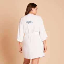 Karen Robe - White -US Skirt Sales 2024 BIRDY GREY KAREN PLUS SIZE BRIDESMAID KIMONO ROBE WHITE 02 PERSONALIZATION 01
