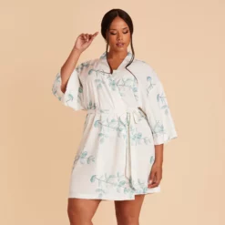 Karen Floral Robe - Sage Eucalyptus -US Skirt Sales 2024 BIRDY GREY KAREN PLUS SIZE FLORAL BRIDESMAID ROBE EUCALYPTUS 05