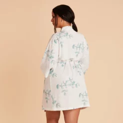 Karen Floral Robe - Sage Eucalyptus -US Skirt Sales 2024 BIRDY GREY KAREN PLUS SIZE FLORAL BRIDESMAID ROBE EUCALYPTUS 06