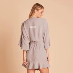 Kenny Ruffle Robe - Gray -US Skirt Sales 2024 BIRDY GREY KENNY BRIDESMAID RUFFLE ROBE GRAY 04 PERSONALIZATION 01
