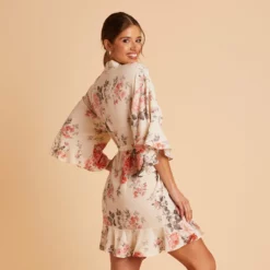 Kenny Floral Ruffle Robe - Cream Floral -US Skirt Sales 2024 BIRDY GREY KENNY FLORAL RUFFLE ROBE CREAM 05