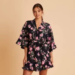 Kenny Floral Ruffle Robe - Midnight Pink Floral