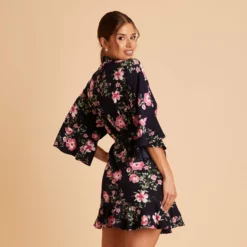 Kenny Floral Ruffle Robe - Midnight Pink Floral -US Skirt Sales 2024 BIRDY GREY KENNY FLORAL RUFFLE ROBE MIDNIGHT PINK 03
