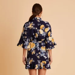 Kenny Floral Ruffle Robe - Navy Marigold -US Skirt Sales 2024 BIRDY GREY KENNY FLORAL RUFFLE ROBE NAVY MARIGOLD 03