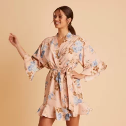 Kenny Floral Ruffle Robe - Peach Floral 8 Kenny Floral Ruffle Robe - Peach Floral -US Skirt Sales 2024 BIRDY GREY KENNY FLORAL RUFFLE ROBE PEACH 01
