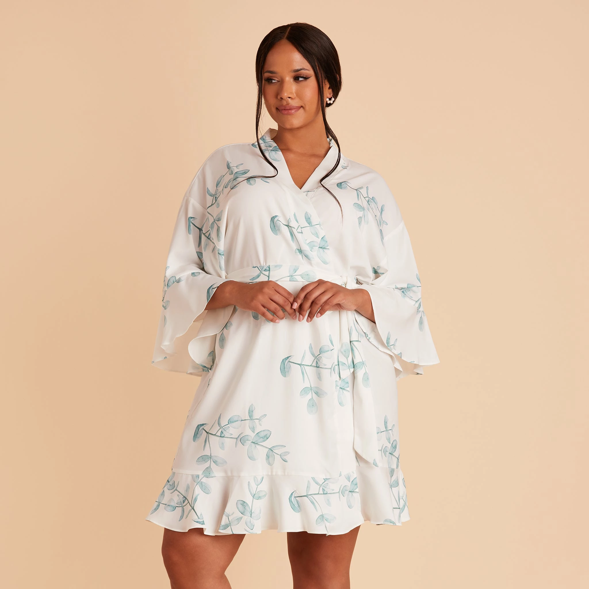 Kenny Floral Ruffle Robe - Sage Eucalyptus - Image 5