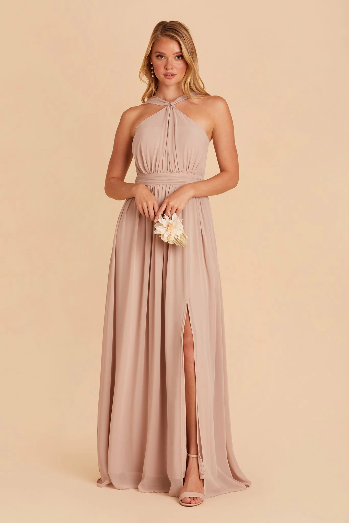 Kiko Chiffon Dress - Taupe 1 Kiko Chiffon Dress - Taupe