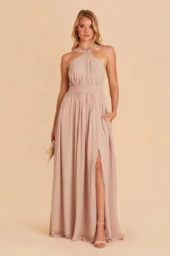 Kiko Chiffon Dress - Taupe 10 Kiko Chiffon Dress - Taupe -US Skirt Sales 2024 BIRDY GREY KIKO SLIT CHIFFON BRIDESMAID DRESS TAUPE 03