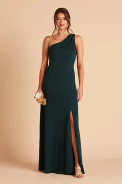 Kira Crepe Dress - Emerald -US Skirt Sales 2024 BIRDY GREY KIRA CREPE BRIDESMAID DRESS EMERALD 01