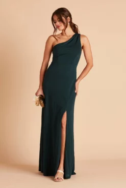 Kira Crepe Dress - Emerald -US Skirt Sales 2024 BIRDY GREY KIRA CREPE BRIDESMAID DRESS EMERALD 05