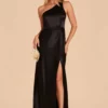 Kira Shiny Satin Dress - Black