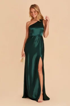 Kira Shiny Satin Dress - Emerald -US Skirt Sales 2024 BIRDY GREY KIRA SATIN BRIDESMAID DRESS EMERALD 03