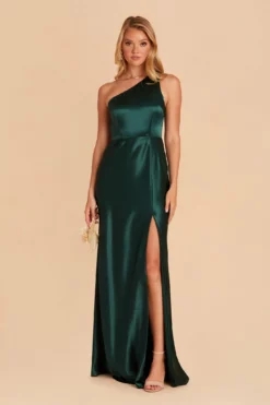 Kira Shiny Satin Dress - Emerald -US Skirt Sales 2024 BIRDY GREY KIRA SATIN BRIDESMAID DRESS EMERALD 04