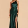 Kira Shiny Satin Dress - Emerald