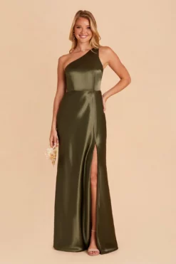 Kira Shiny Satin Dress - Olive 14 Kira Shiny Satin Dress - Olive -US Skirt Sales 2024 BIRDY GREY KIRA SATIN BRIDESMAID DRESS OLIVE 05