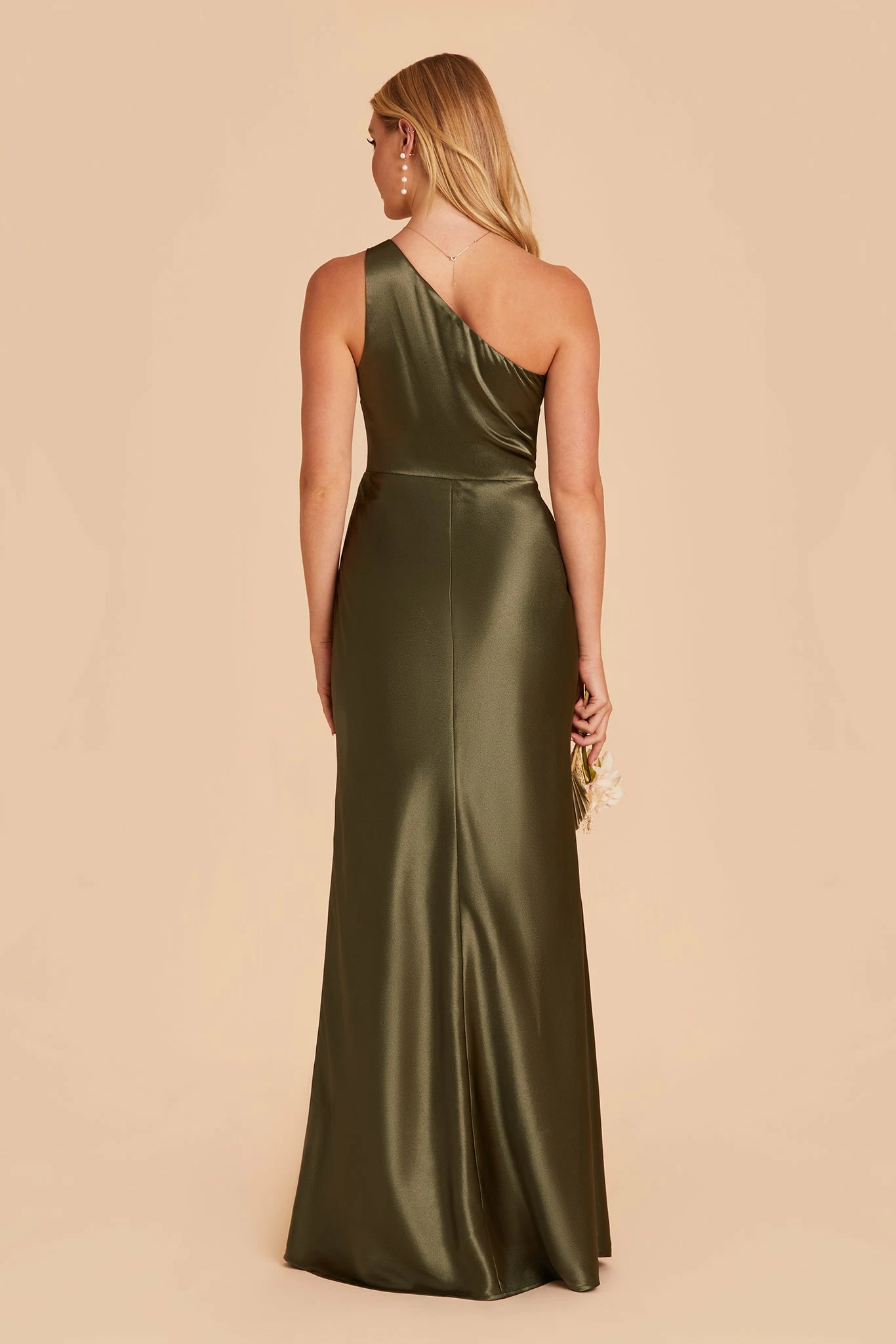 Kira Shiny Satin Dress - Olive 8 Kira Shiny Satin Dress - Olive - Image 8