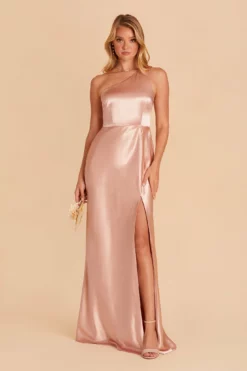 Kira Shiny Satin Dress - Rose Gold -US Skirt Sales 2024 BIRDY GREY KIRA SATIN BRIDESMAID DRESS ROSEGOLD 06