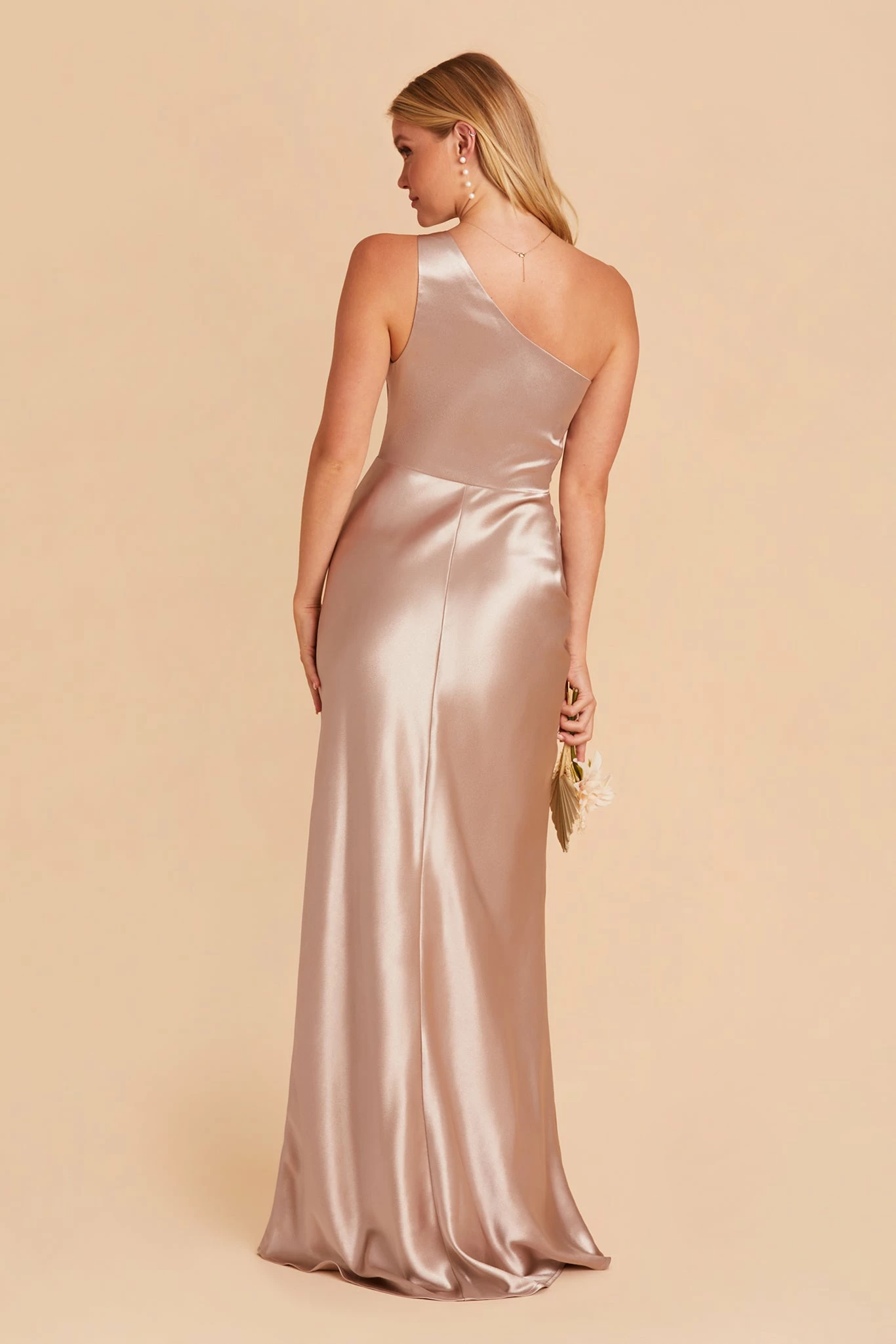 Kira Shiny Satin Dress - Taupe 8 Kira Shiny Satin Dress - Taupe - Image 8