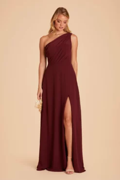 Kira Dress - Cabernet -US Skirt Sales 2024 BIRDY GREY KIRA SLIT CHIFFON BRIDESMAID DRESS CABERNET 02