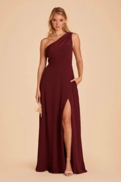 Kira Dress - Cabernet -US Skirt Sales 2024 BIRDY GREY KIRA SLIT CHIFFON BRIDESMAID DRESS CABERNET 04