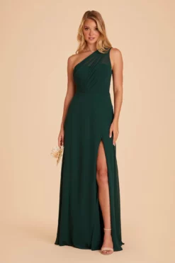 Kira Dress - Emerald -US Skirt Sales 2024 BIRDY GREY KIRA SLIT CHIFFON BRIDESMAID DRESS EMERALD 02