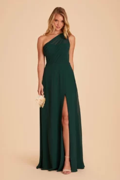 Kira Dress - Emerald -US Skirt Sales 2024 BIRDY GREY KIRA SLIT CHIFFON BRIDESMAID DRESS EMERALD 03