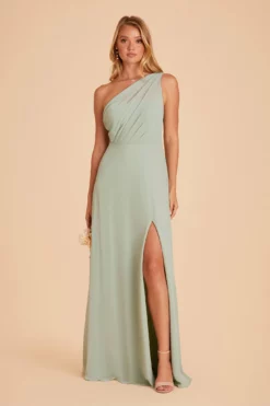 Kira Dress - Sage -US Skirt Sales 2024 BIRDY GREY KIRA SLIT CHIFFON BRIDESMAID DRESS SAGE 02