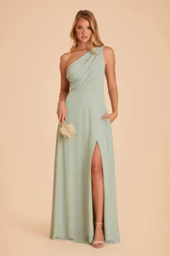 Kira Dress - Sage -US Skirt Sales 2024 BIRDY GREY KIRA SLIT CHIFFON BRIDESMAID DRESS SAGE 05