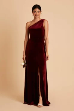 Kira Velvet Dress - Cabernet -US Skirt Sales 2024 BIRDY GREY KIRA VELVET BRIDESMAID DRESS CABERNET 02