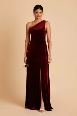 Kira Velvet Dress - Cabernet -US Skirt Sales 2024 BIRDY GREY KIRA VELVET BRIDESMAID DRESS CABERNET 03