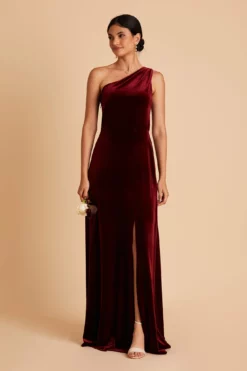 Kira Velvet Dress - Cabernet -US Skirt Sales 2024 BIRDY GREY KIRA VELVET BRIDESMAID DRESS CABERNET 04