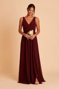 Laurie Empire Dress - Cabernet -US Skirt Sales 2024 BIRDY GREY LAURIE MATERNITY BRIDESMAID DRESS CABERNET 01