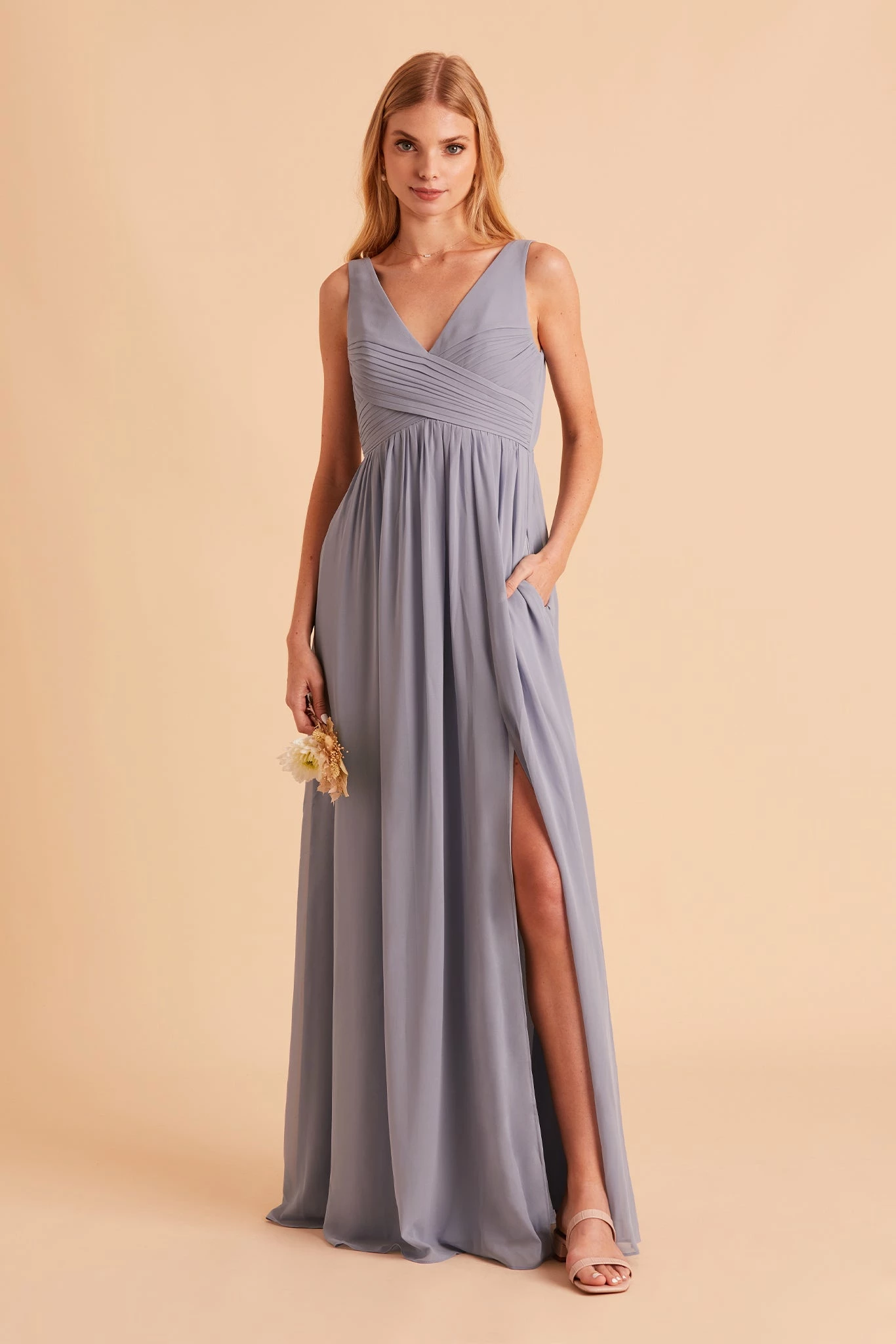 Laurie Empire Dress - Dusty Blue 3 Laurie Empire Dress - Dusty Blue - Image 3
