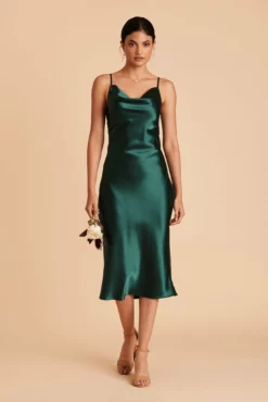Lisa Shiny Satin Midi Dress - Emerald -US Skirt Sales 2024 BIRDY GREY LISA BRIDESMAID DRESS EMERALD 01 2c38e195 5b01 4668 a9f5 f4f741fb5278