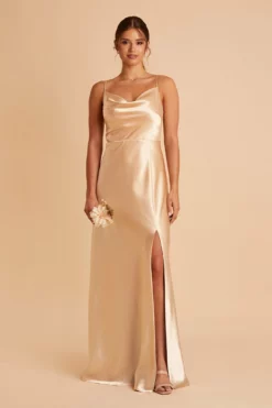 Lisa Long Shiny Satin Dress - Gold -US Skirt Sales 2024 BIRDY GREY LISA BRIDESMAID DRESS GOLD 02 3f275975 20fe 409c a434 64c8630baaff