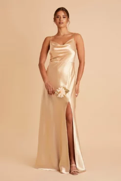 Lisa Long Shiny Satin Dress - Gold -US Skirt Sales 2024 BIRDY GREY LISA BRIDESMAID DRESS GOLD 04 6052f6a5 979e 4e4e aed3 88bd83d76110