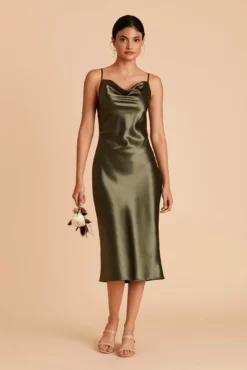 Lisa Shiny Satin Midi Dress - Olive -US Skirt Sales 2024 BIRDY GREY LISA BRIDESMAID DRESS OLIVE 01 73079565 9ba3 4a42 bc2e ee468f35c3df