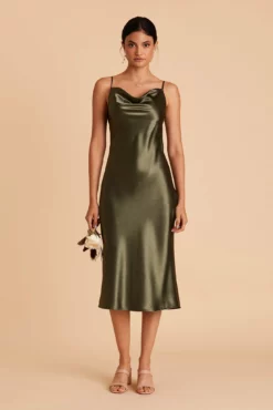 Lisa Shiny Satin Midi Dress - Olive -US Skirt Sales 2024 BIRDY GREY LISA BRIDESMAID DRESS OLIVE 02 e1f04150 3827 41d8 b355 01dd9436764b