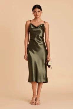 Lisa Shiny Satin Midi Dress - Olive -US Skirt Sales 2024 BIRDY GREY LISA BRIDESMAID DRESS OLIVE 04 cc5ab982 75a6 49da aed7 76999358904b