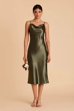 Lisa Shiny Satin Midi Dress - Olive -US Skirt Sales 2024 BIRDY GREY LISA BRIDESMAID DRESS OLIVE 05 a058058b 3a24 4f04 b331 1520efcddd55