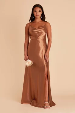 Lisa Long Shiny Satin Dress - Rust 14 Lisa Long Shiny Satin Dress - Rust -US Skirt Sales 2024 BIRDY GREY LISA LONG SATIN BRIDESMAID DRESS RUST 01