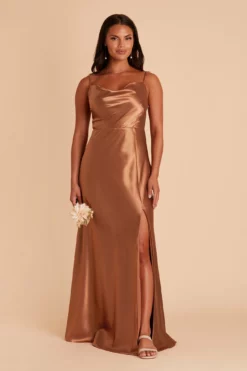 Lisa Long Shiny Satin Dress - Rust 13 Lisa Long Shiny Satin Dress - Rust -US Skirt Sales 2024 BIRDY GREY LISA LONG SATIN BRIDESMAID DRESS RUST 03