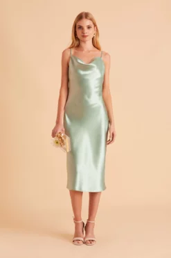 Lisa Shiny Satin Midi Dress - Sage 12 Lisa Shiny Satin Midi Dress - Sage -US Skirt Sales 2024 BIRDY GREY LISA MIDI BRIDESMAID DRESS SAGE 02